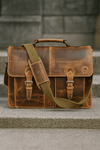 Phoenix Leather Briefcase - Caramel Brown - Aaron Leather Goods
