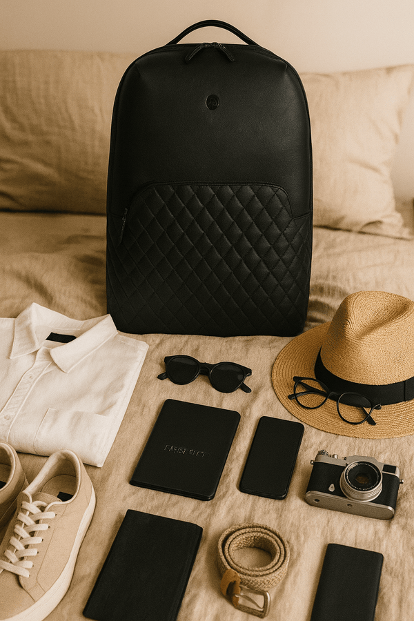 Atria Upcycled Leather Trolley Bag - Black - Aaron Leather Goods