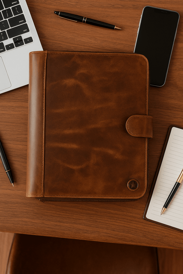Burgos Leather Organizer - Caramel Brown - Aaron Leather Goods