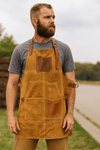 Custom Apron with Leather Strap - Brown Suede - Aaron Leather Goods