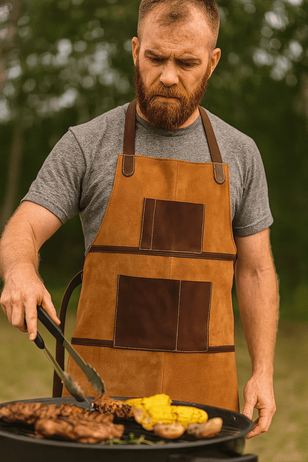 Florence Suede Apron - Chestnut - Aaron Leather Goods