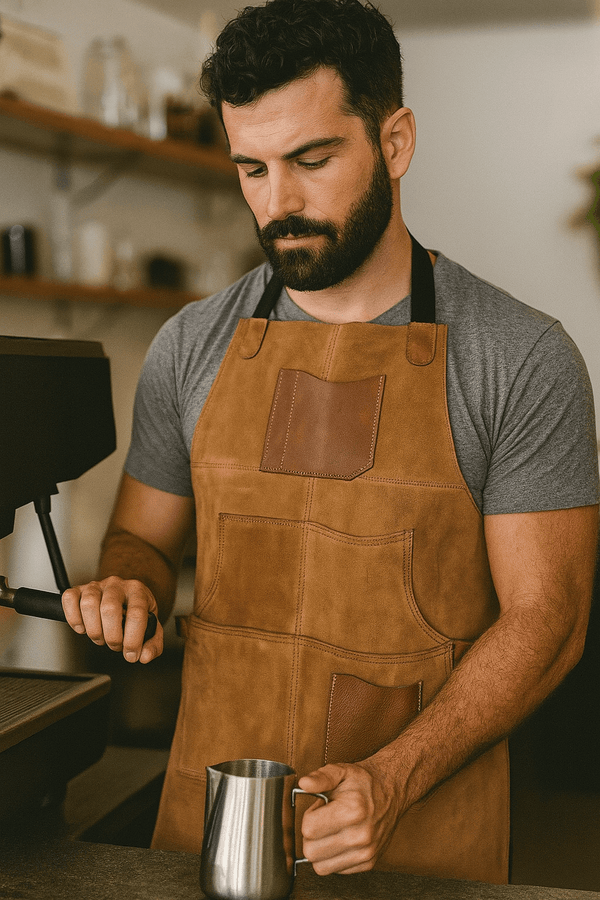 Serena Suede Apron - Tawny Brown - Aaron Leather Goods