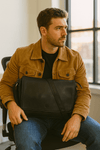 Savona Leather Messenger Bag - Raven Black - Aaron Leather Goods