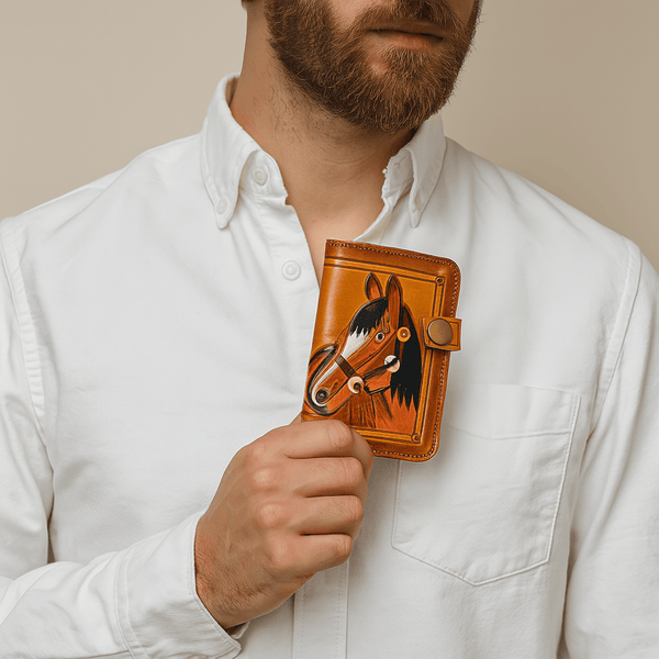 Houston Leather Bifold Mens Wallet - Orange - Aaron Leather Goods