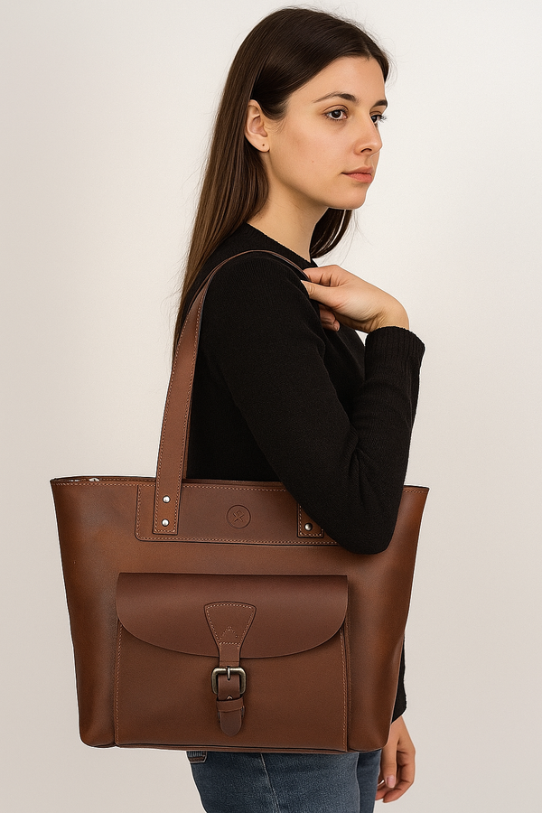 Velour Leather Tote Bag