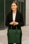 Abron Leather Tote Bag For Women- Green
