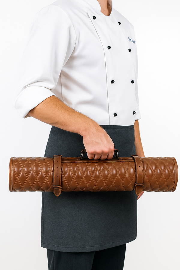 Arctic Blade Quilted Leather Knife Roll -Sienna