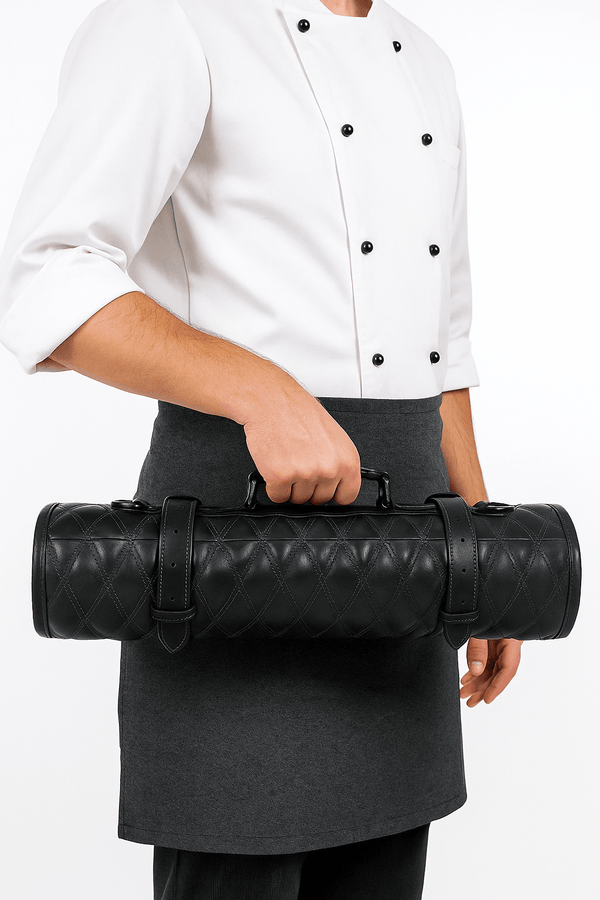 Arctic Blade Quilted Leather Knife Roll -Black - Aaron Leather Goods