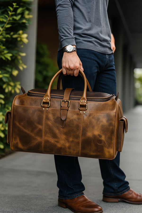 Acoma Leather Travel Bag - Caramel (TB-20 )