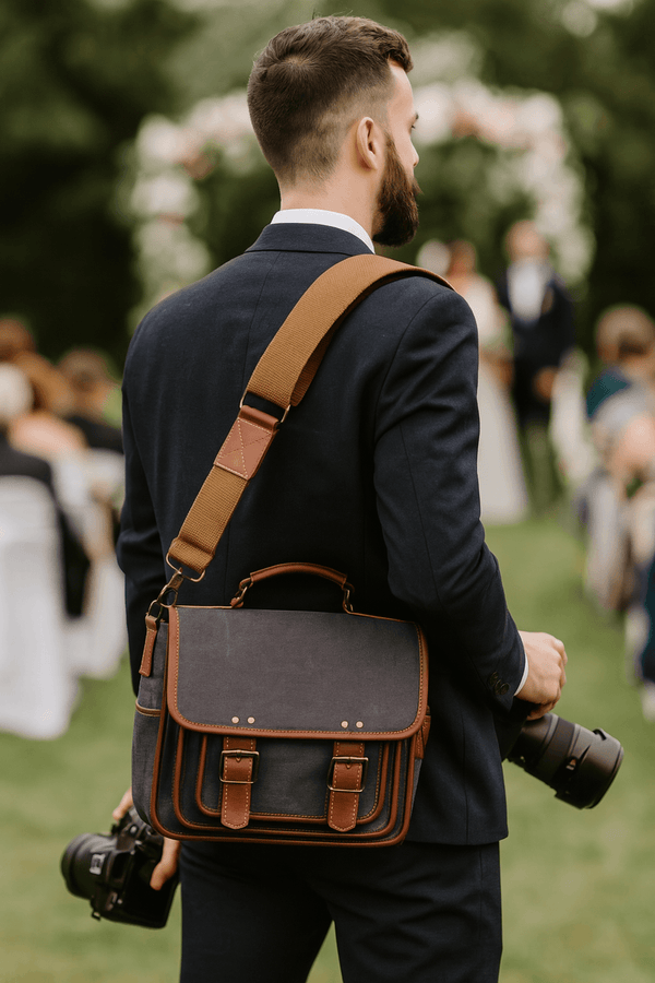 Lourdes Canvas Camera Bag - Gray - Aaron Leather Goods