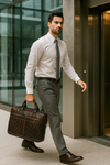 Handcrafted Brown Full-Grain Leather Laptop Bag with Quilted Front Pocket – Aaron Leather Goods