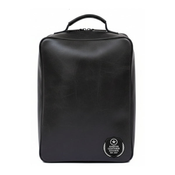 Handcrafted Black Leather Laptop Backpack