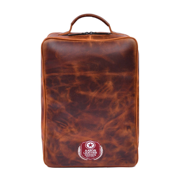 Handcrafted Brown Leather Laptop Backpack