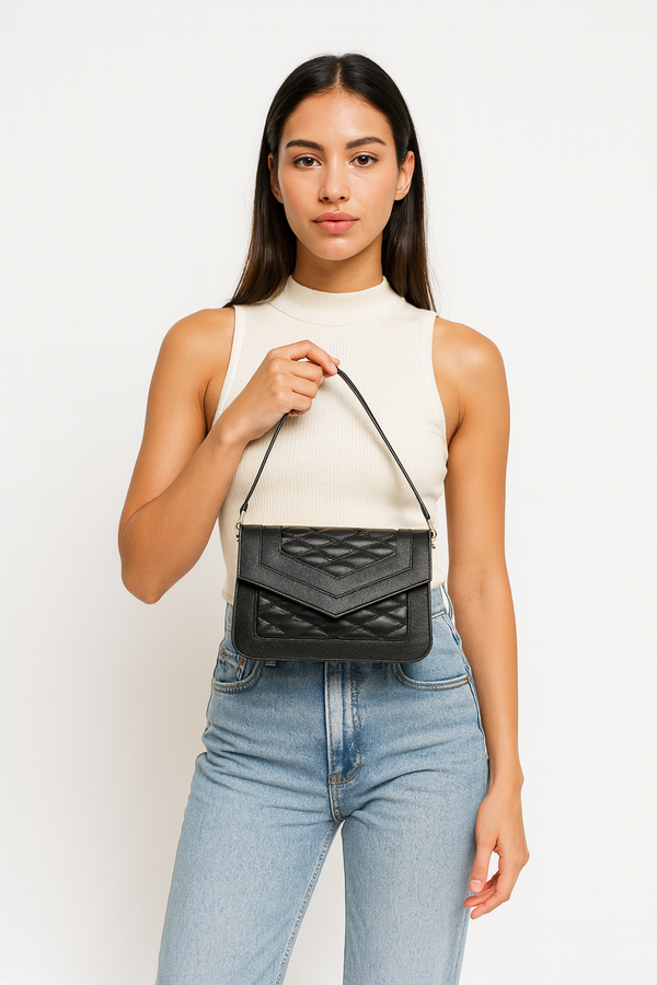 Premium Quilted Leather Mini Handbag – Elegant, Compact & Modern