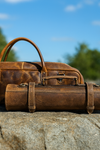 Vinceza Leather Knife Roll & Bag Combo - Tawny Brown