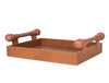 LuxeCraft Leather & Wood Serving Tray - Tan - Aaron Leather Goods