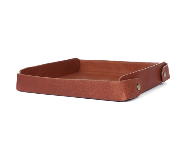 LuxeSnap Leather Square Tray- Tan - Aaron Leather Goods