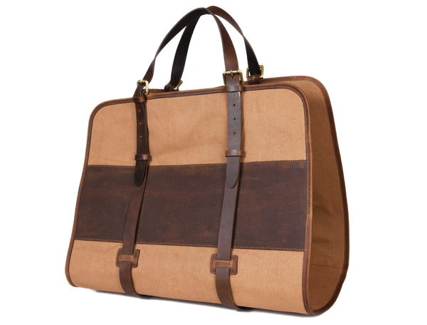 Premium Full-Grain Leather Firewood Log Carrier – Handcrafted Fireplace Tote Bag | Durable Leather Fire Log Holder by Aaron Leather Goods