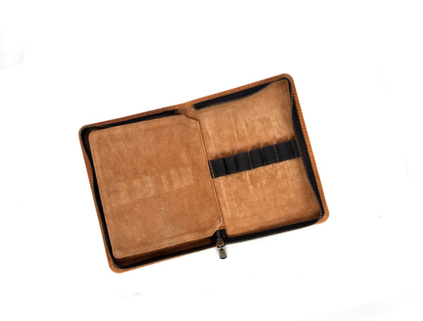 Premium Leather Organizer Case with Zipper & Slots - Aaron Leather Goods