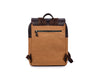 Tan Canvas and Brown Leather Backpack with Dual Buckle Straps – Vintage Travel Rucksack by Aaron Leather Goods