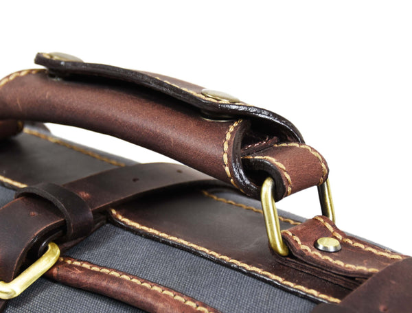 Aaron Leather Goods Canvas & Leather Knife Roll + Travel Backpack Combo