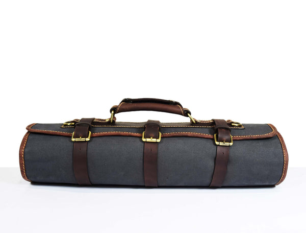 Aaron Leather Goods Canvas & Leather Knife Roll + Travel Backpack Combo