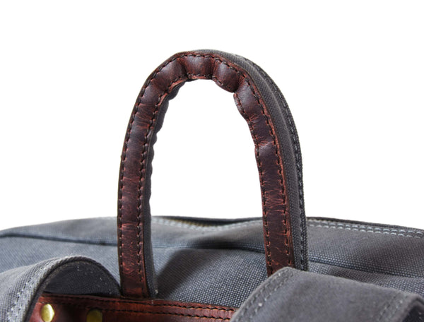 Aaron Leather Goods Canvas & Leather Knife Roll + Travel Backpack Combo