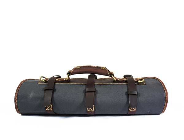 Aaron Leather Goods Canvas & Leather Knife Roll + Travel Backpack Combo