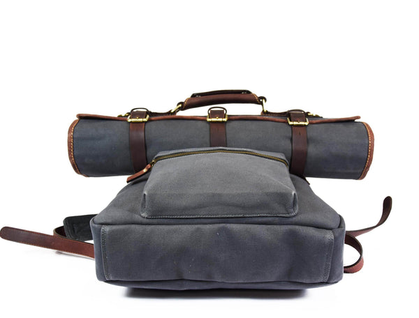 Aaron Leather Goods Canvas & Leather Knife Roll + Travel Backpack Combo - Aaron Leather Goods