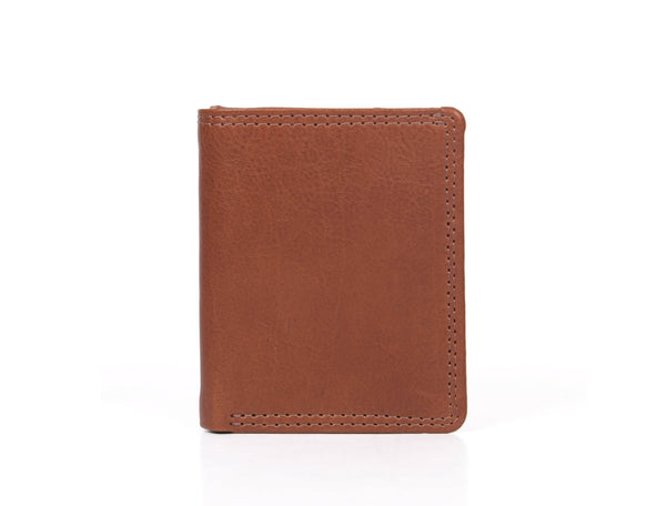 Toledo Leather Tri - fold Mens Wallet - Caramel - Aaron Leather Goods