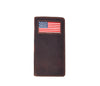 Leather Long Wallet for men with US Flag Embroided - Aaron Leather Goods