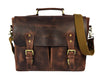 Vintage Full-Grain Leather Messenger Bag – Rustic Laptop Satchel for Work & Travel
