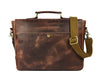 Vintage Full-Grain Leather Messenger Bag – Rustic Laptop Satchel for Work & Travel