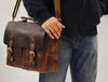 Vintage Full-Grain Leather Messenger Bag – Rustic Laptop Satchel for Work & Travel