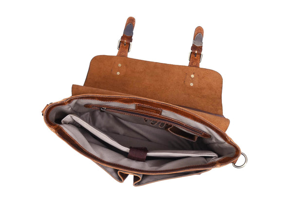 Vintage Full-Grain Leather Messenger Bag – Rustic Laptop Satchel for Work & Travel