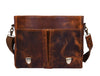 Vintage Full-Grain Leather Messenger Bag – Rustic Laptop Satchel for Work & Travel