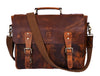 Vintage Full-Grain Leather Messenger Bag – Rustic Laptop Satchel for Work & Travel