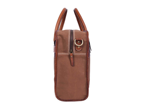 Aaron Leather Goods Premium Leather and Canvas Office Bag - Aaron Leather Goods