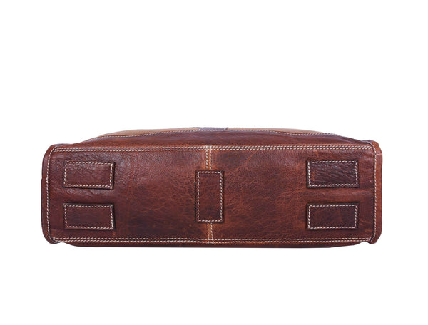 Aaron Leather Goods Premium Leather and Canvas Office Bag - Aaron Leather Goods