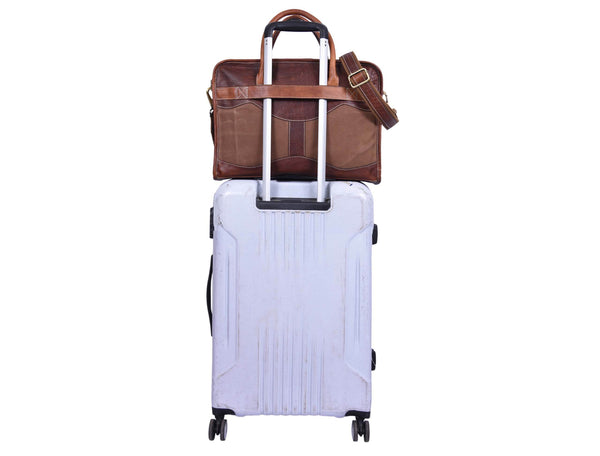 Aaron Leather Goods Premium Leather and Canvas Office Bag - Aaron Leather Goods