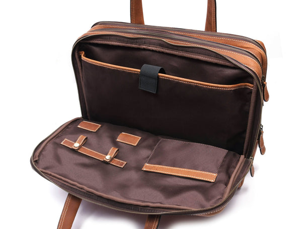 Aaron Leather Goods - Premium Tan Leather Office Bag - Aaron Leather Goods