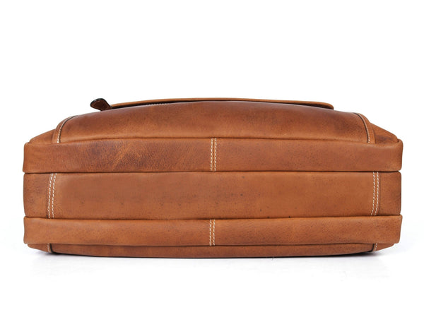 Aaron Leather Goods - Premium Tan Leather Office Bag - Aaron Leather Goods