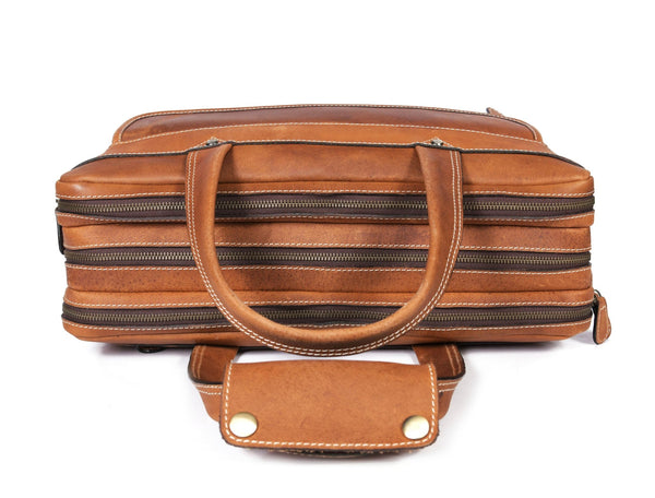Aaron Leather Goods - Premium Tan Leather Office Bag - Aaron Leather Goods