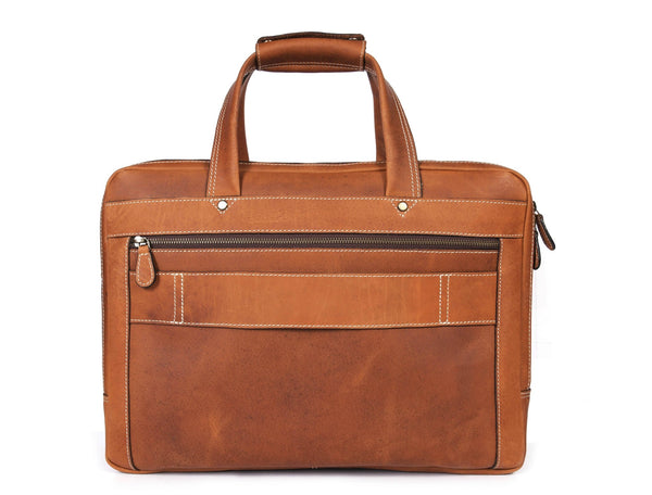 Aaron Leather Goods - Premium Tan Leather Office Bag - Aaron Leather Goods
