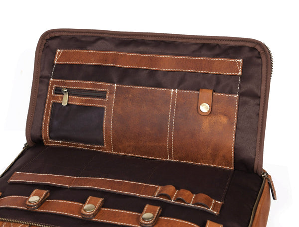 Aaron Leather Goods - Vintage Tan Leather Office Bag - Aaron Leather Goods