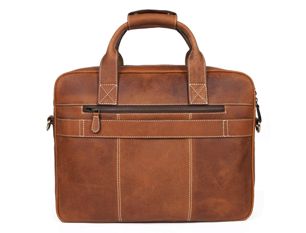 Aaron Leather Goods - Vintage Tan Leather Office Bag - Aaron Leather Goods