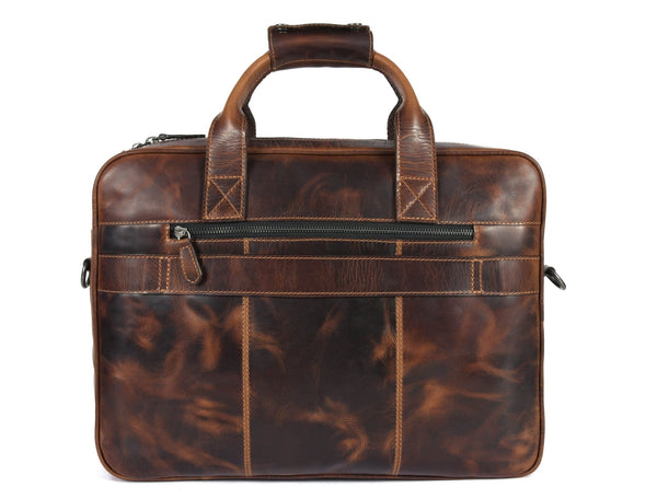Classic Leather Laptop Briefcase by Aaron Leather Goods – Vintage Executive Style - Aaron Leather Goods