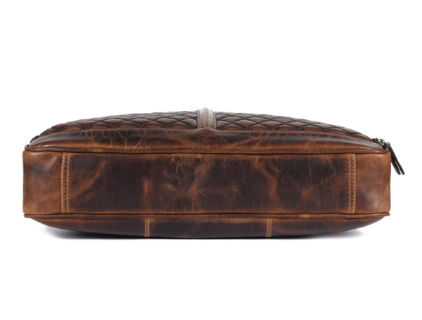 Aaron Leather Goods Quilted Leather Portfolio & Toiletry Bag Combo – Vintage Elegance Meets Everyday Utility - Aaron Leather Goods