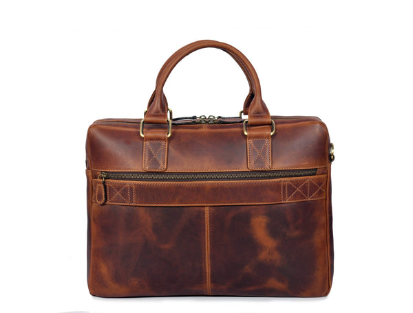 Aaron Leather Goods Full - Grain Leather Office Bag – Sleek Black Laptop Briefcase for Men - Aaron Leather Goods