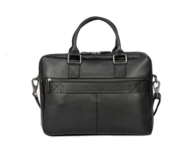 Aaron Leather Goods Full-Grain Leather Office Bag – Sleek Black Laptop Briefcase for Men - Aaron Leather Goods